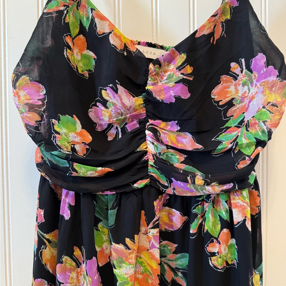 Lush Black Floral Maxi Dress